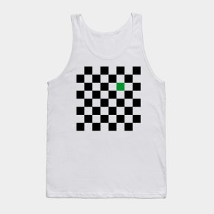 Checkered Black and White with One Green Square Tank Top